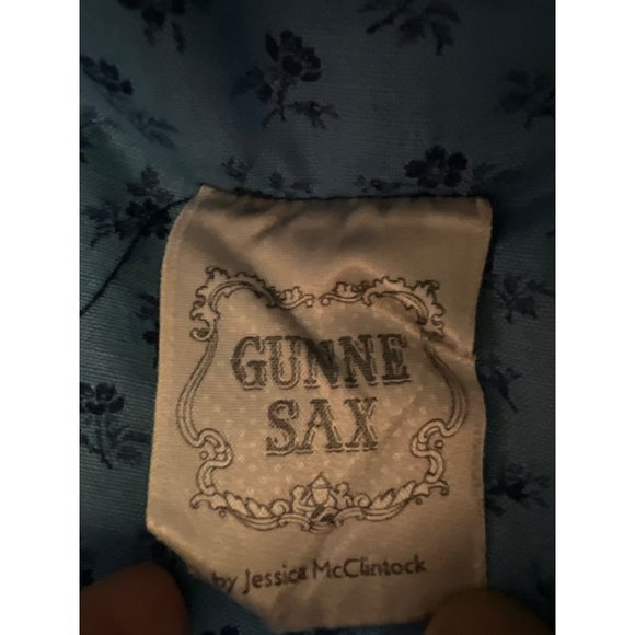 Gunne Sax by Jessica McClintock Blue Dress Floral Jumper Summer - Picture 7 of 8